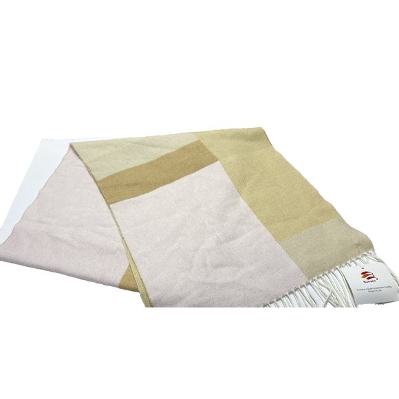 Women's Designer Winter Scarf Brand New White Cream Tan Square Colors - Picture 4 of 6